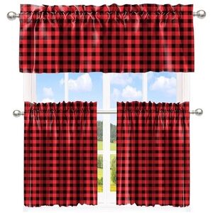 Buffalo check curtains- 4 valances 4 panels (short)